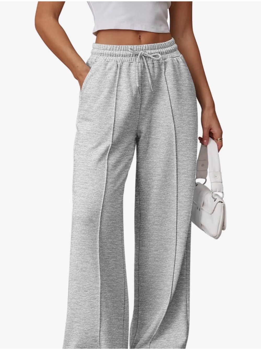 Everyday Wide-Leg Drawstring Pants - Light Gray - Picture 2 of 5